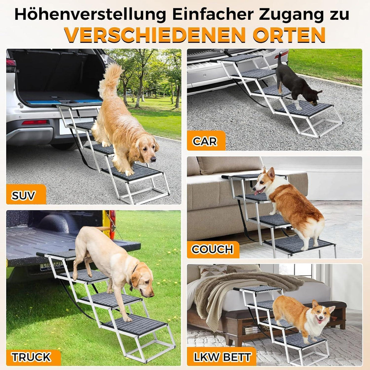 Hundetreppe Auto Klappbar – Extra Breit & Rutschfest (100 kg)