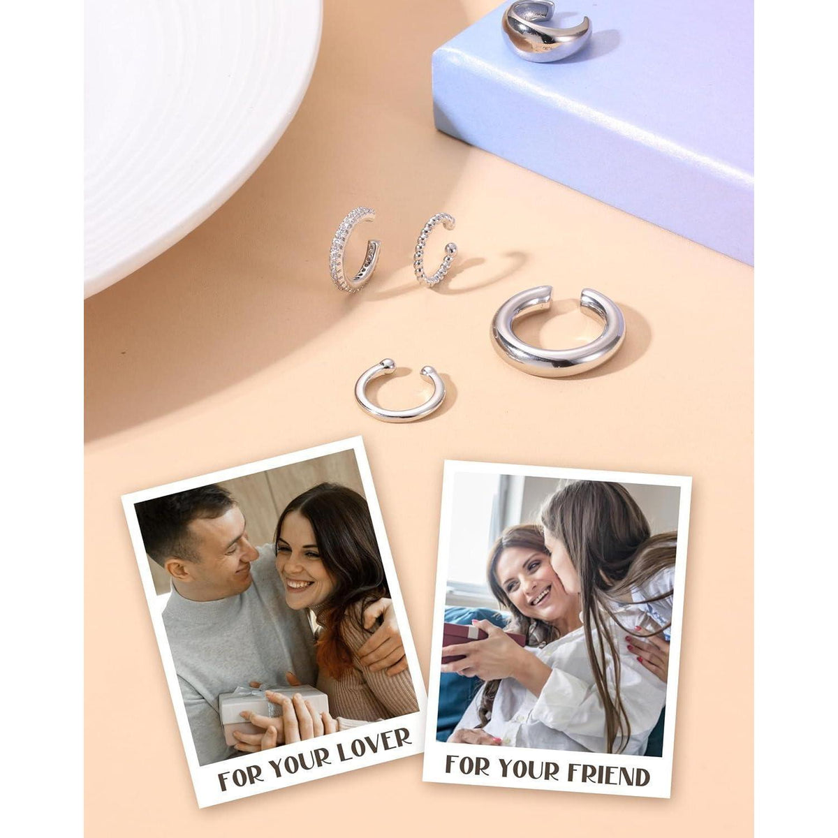 Ohrclips Damen 5er Set Ohne Ohrlöcher – Gold & Silber