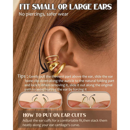 Ohrclips Damen 3er Set Ohne Ohrlöcher Gold Silber