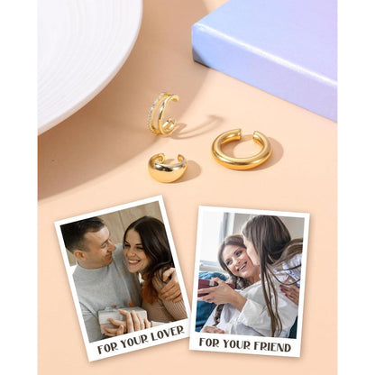 Ohrclips Damen 3er Set Ohne Ohrlöcher Gold Silber