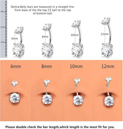 14G 925 Silber Bauchnabelpiercing mit Zirkonia in Gold