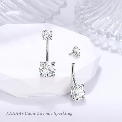 Hochwertiges 925 Silber Bauchnabelpiercing Gold Titan CZ 14G 6-12mm
