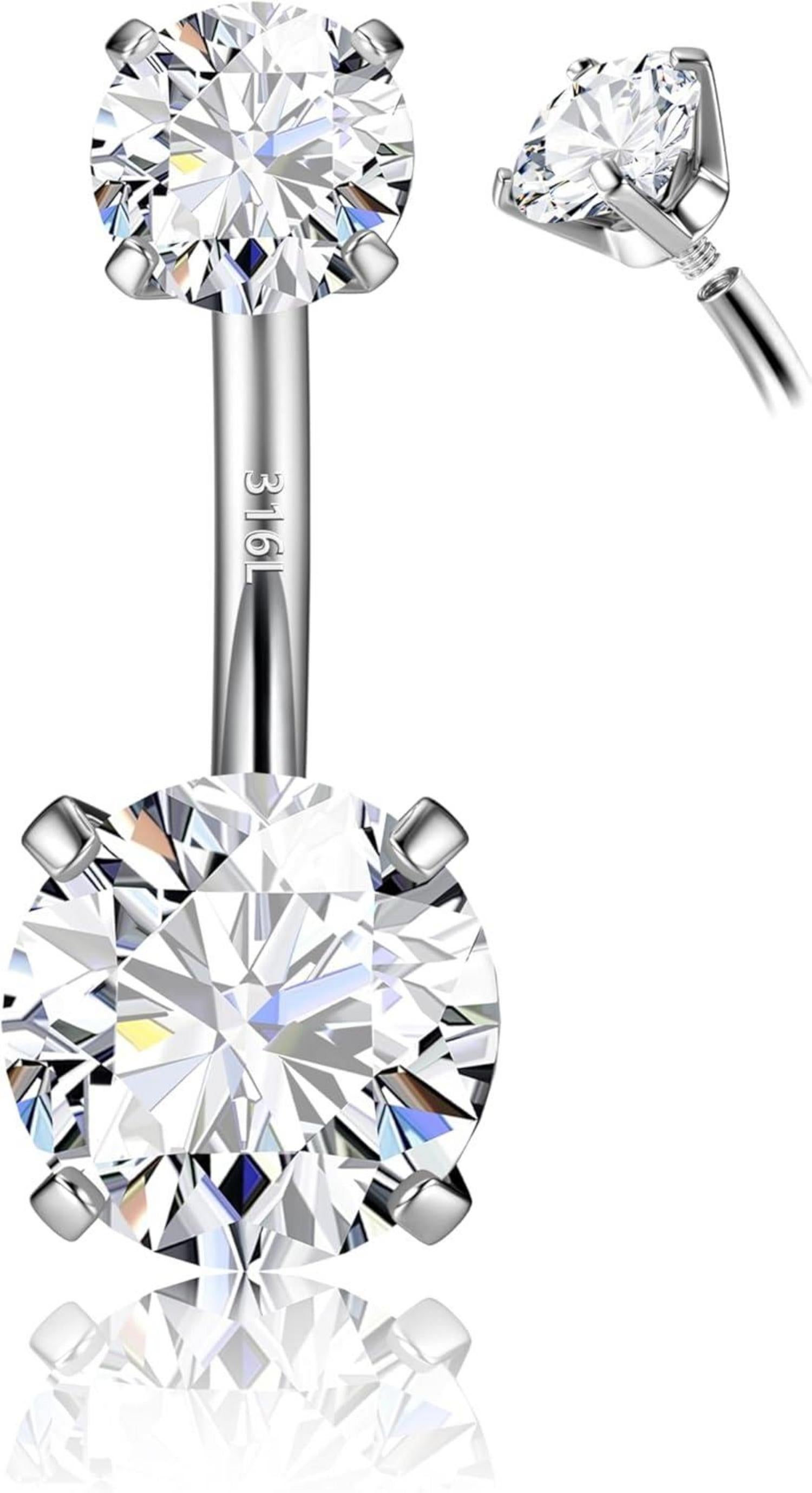 Bauchnabelpiercing Titan Gold Bauchnabel Ring Zirkonia Piercing Lang