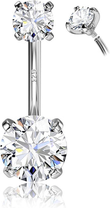 Hochwertiges 925 Silber Bauchnabelpiercing mit Titan und Zirkonia
