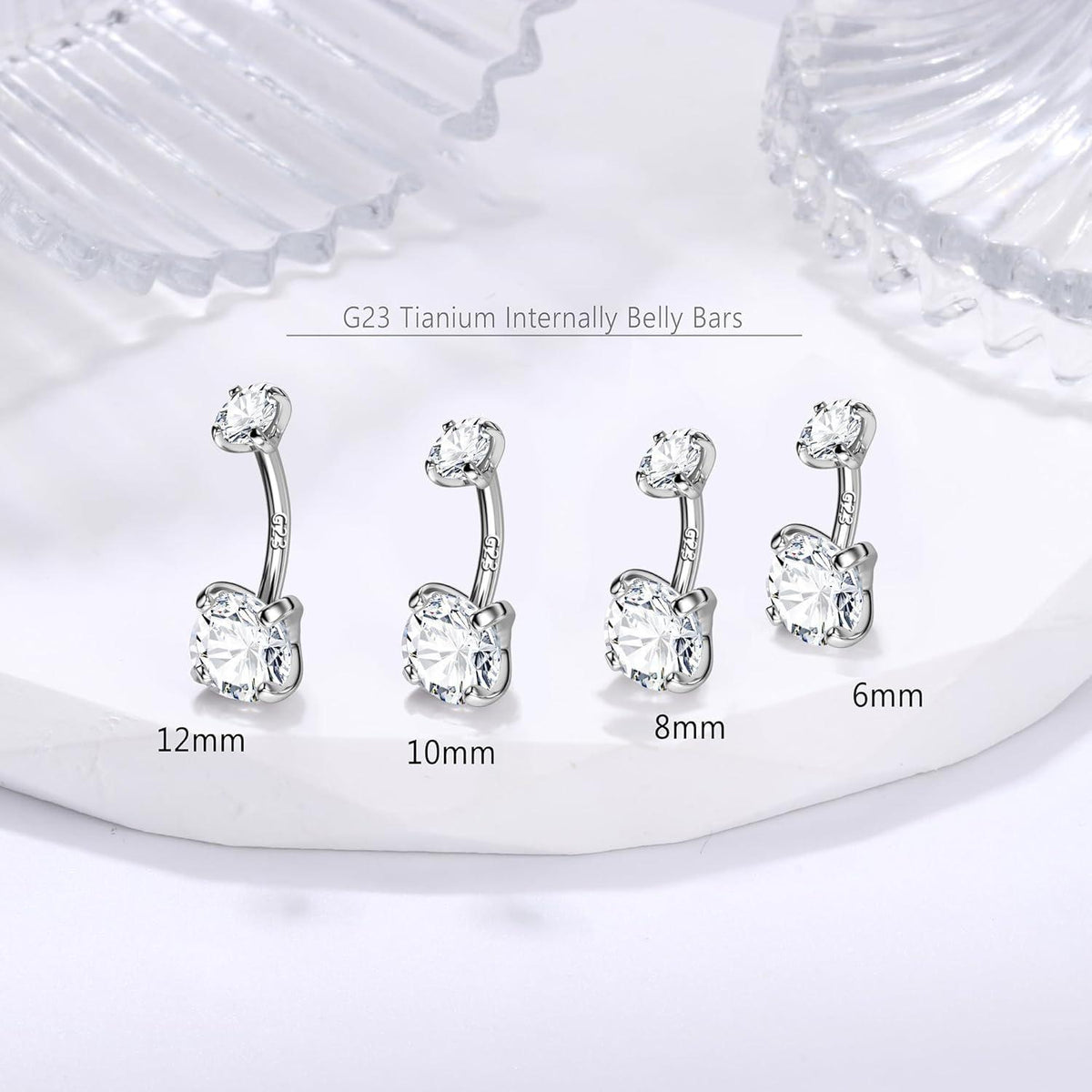 Hochwertiges 925 Silber Bauchnabelpiercing mit Titan und Zirkonia