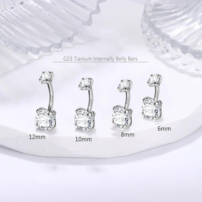 Hochwertiges 925 Silber Bauchnabelpiercing mit Titan und Zirkonia