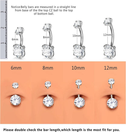 14G 925 Silber Bauchnabelpiercing Gold Titan Zirkonia Nabelpiercing