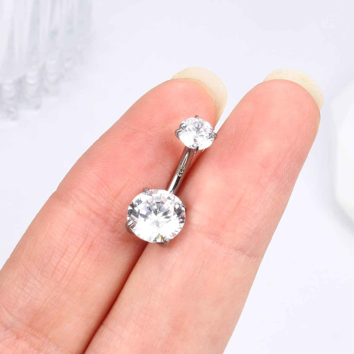 14G Silber Titan Bauchnabelpiercing Gold Zirkonia Ring 6/8/10/12mm