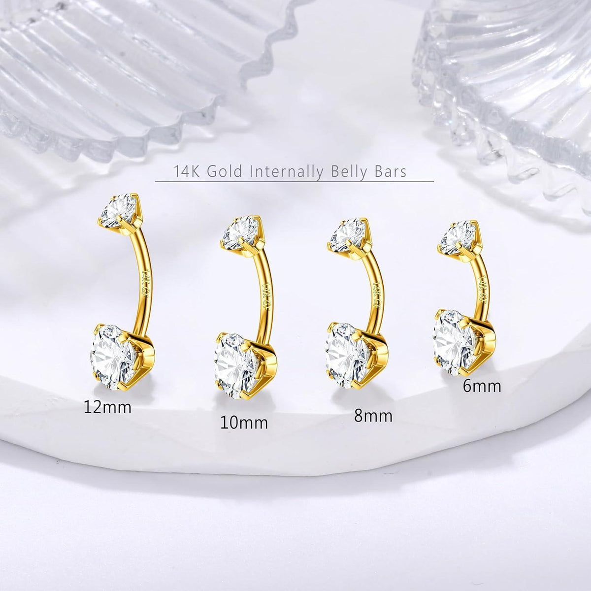 Bauchnabelpiercing 14G 925 Silber Zirkonia Gold Chirurgenstahl 6-12mm