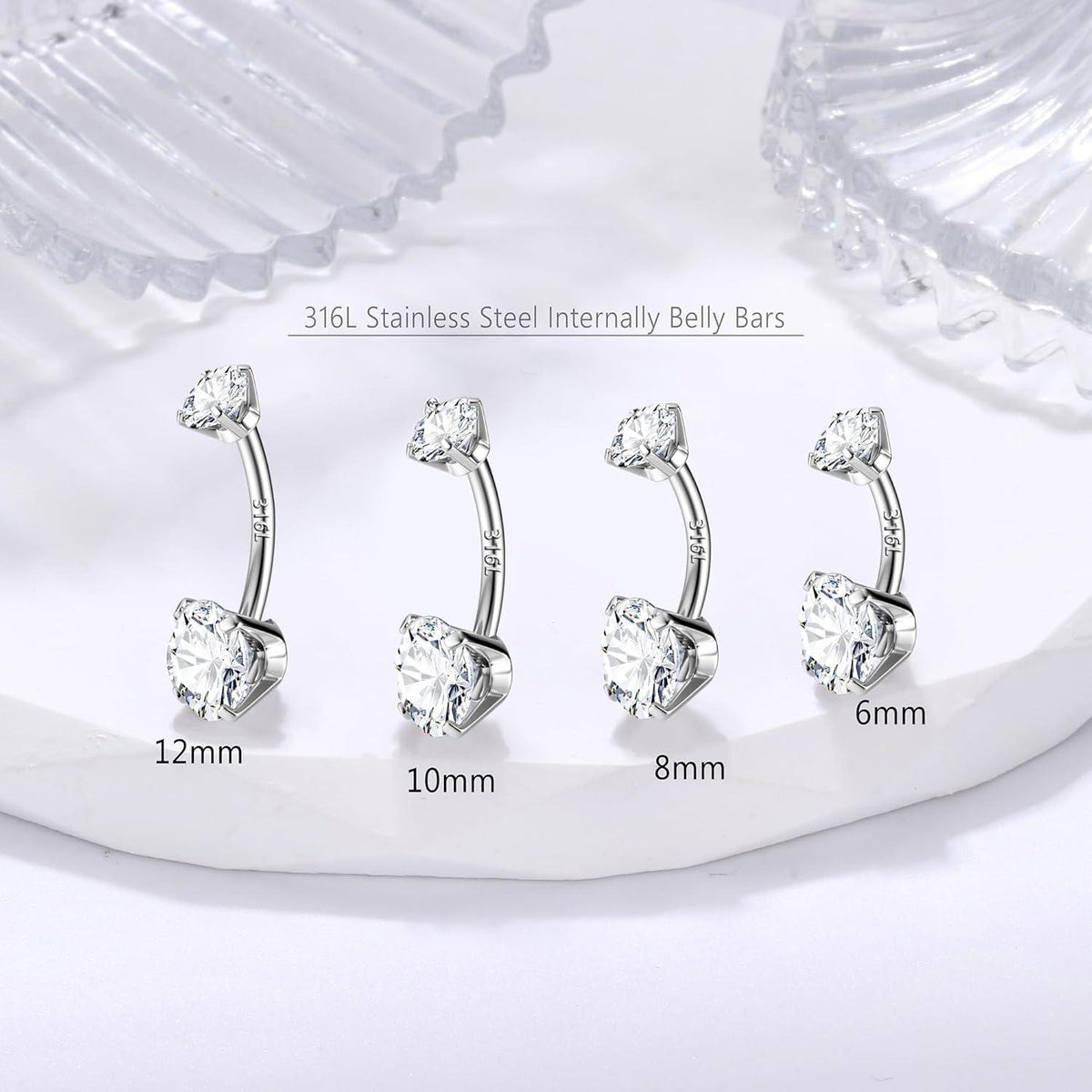 14G 925 Silber Bauchnabelpiercing Titan Gold Zirkonia Ring 6/8/10/12mm