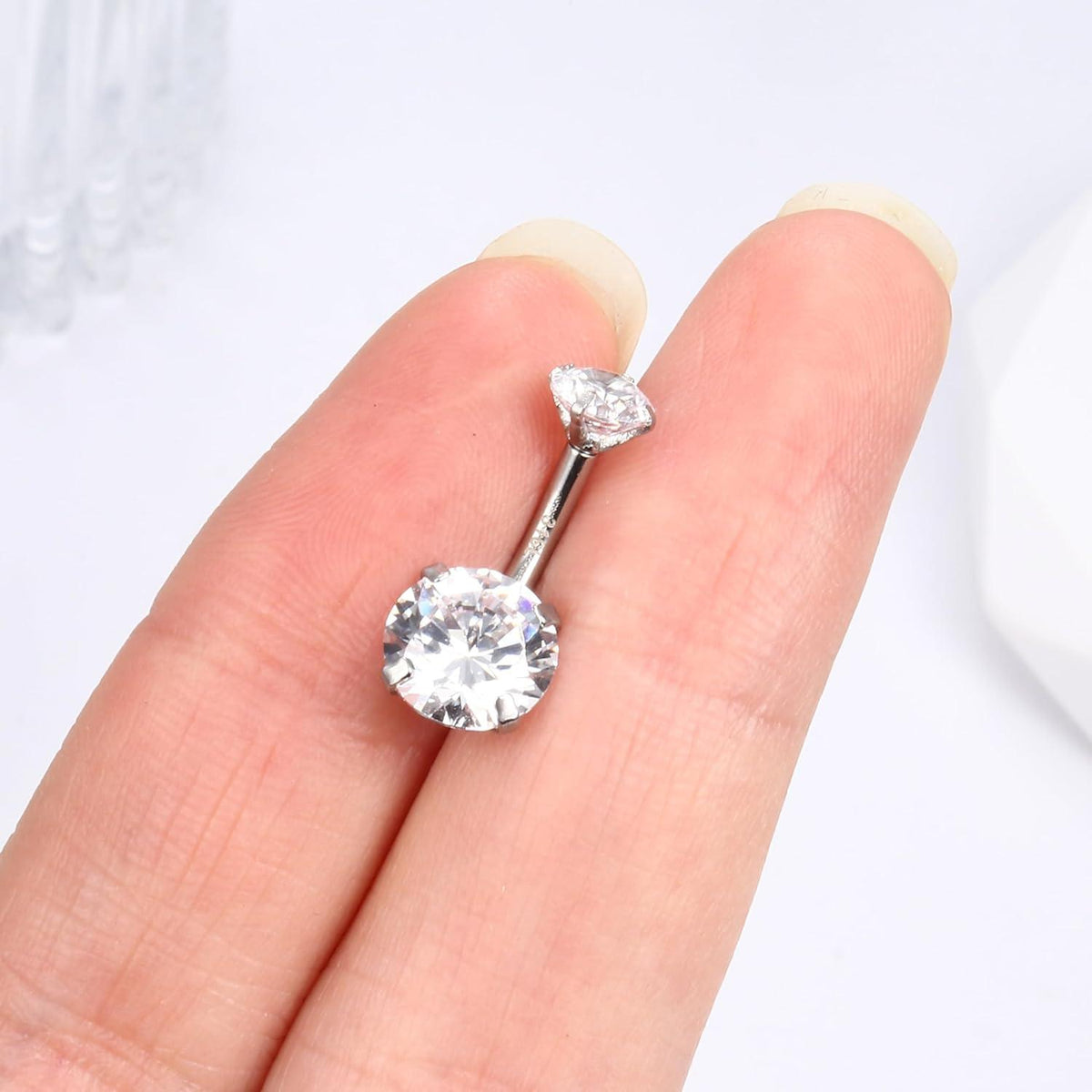 14G 925 Silber Bauchnabelpiercing mit Gold und Zirkonia