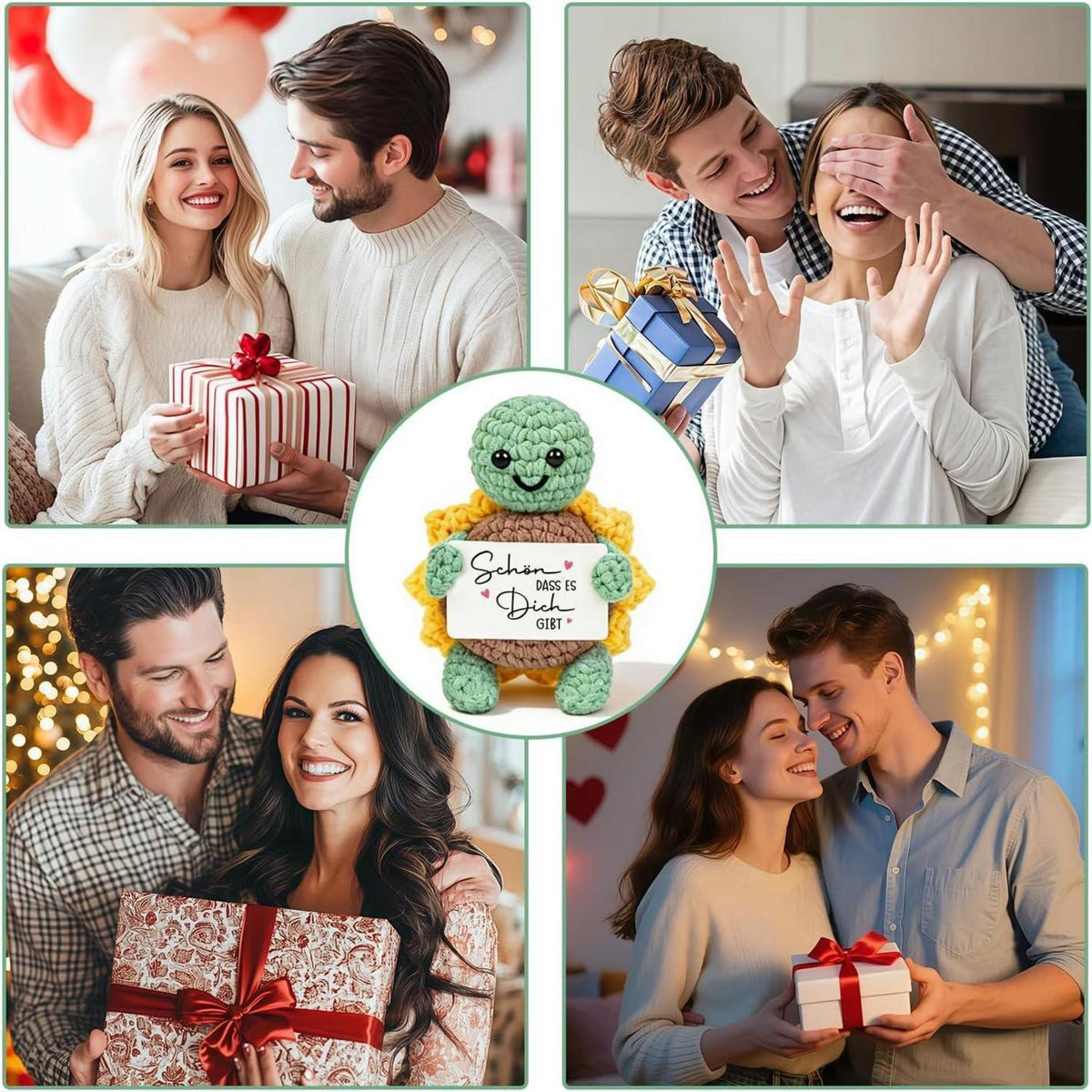 Gehäkelte Schildkröte mit Sonnenblume - Glücksbringer & Geschenk
