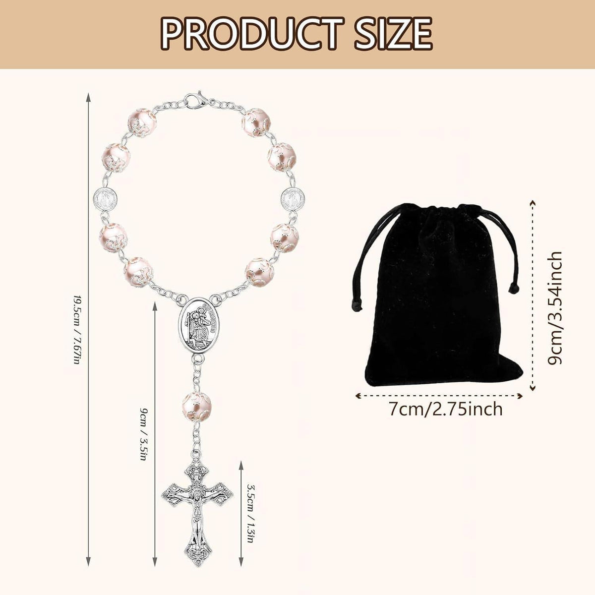 Auto Glücksbringer Christophorus Anhänger Rosa Rückspiegel