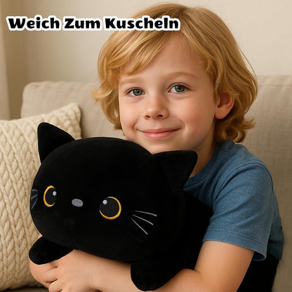 Plüschkissen Schwarze Katze mit 4 Kitten – Kuscheltier Geschenk