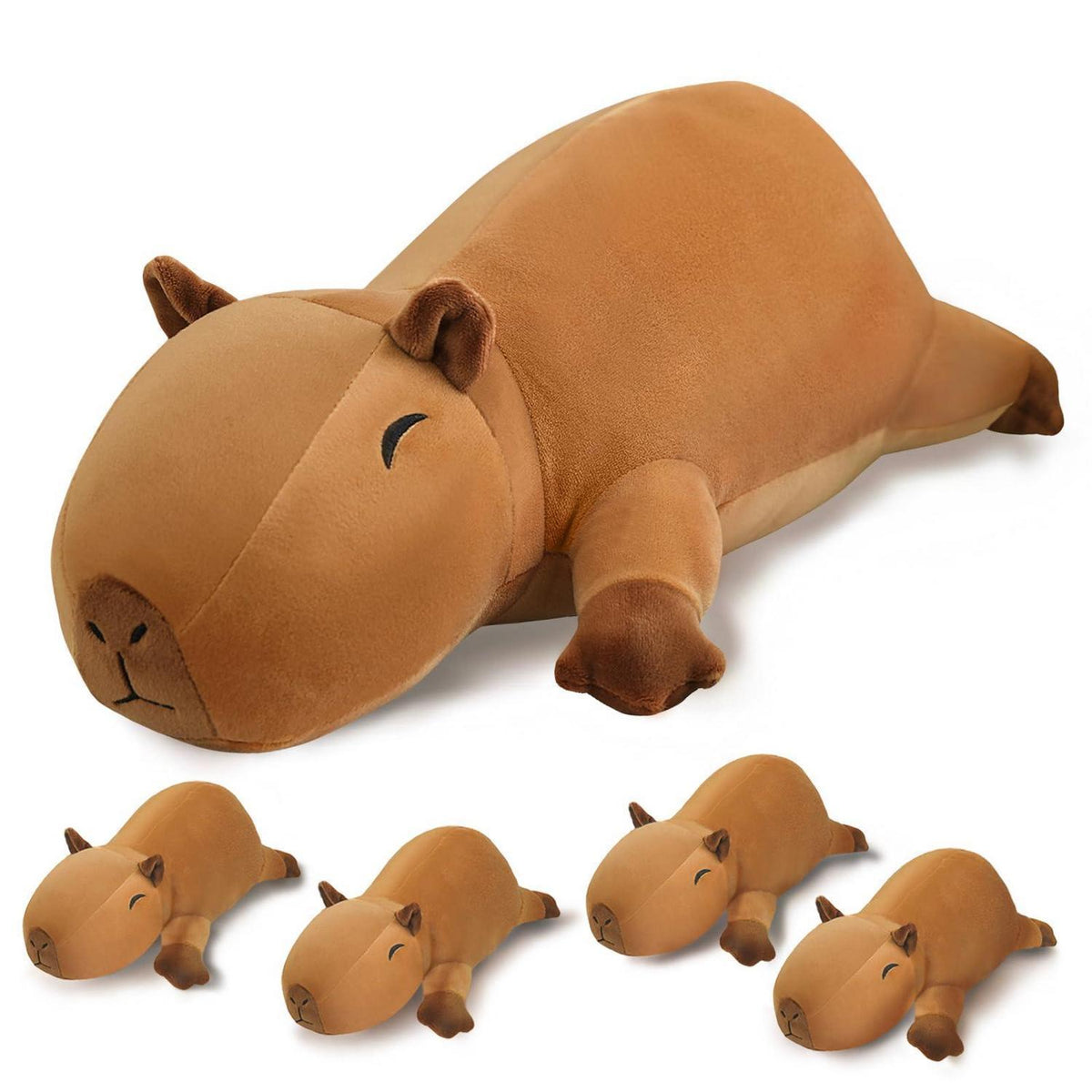Capybara Plüschtier mit 4 Babys – Kuscheliges Plüschkissen Geschenk