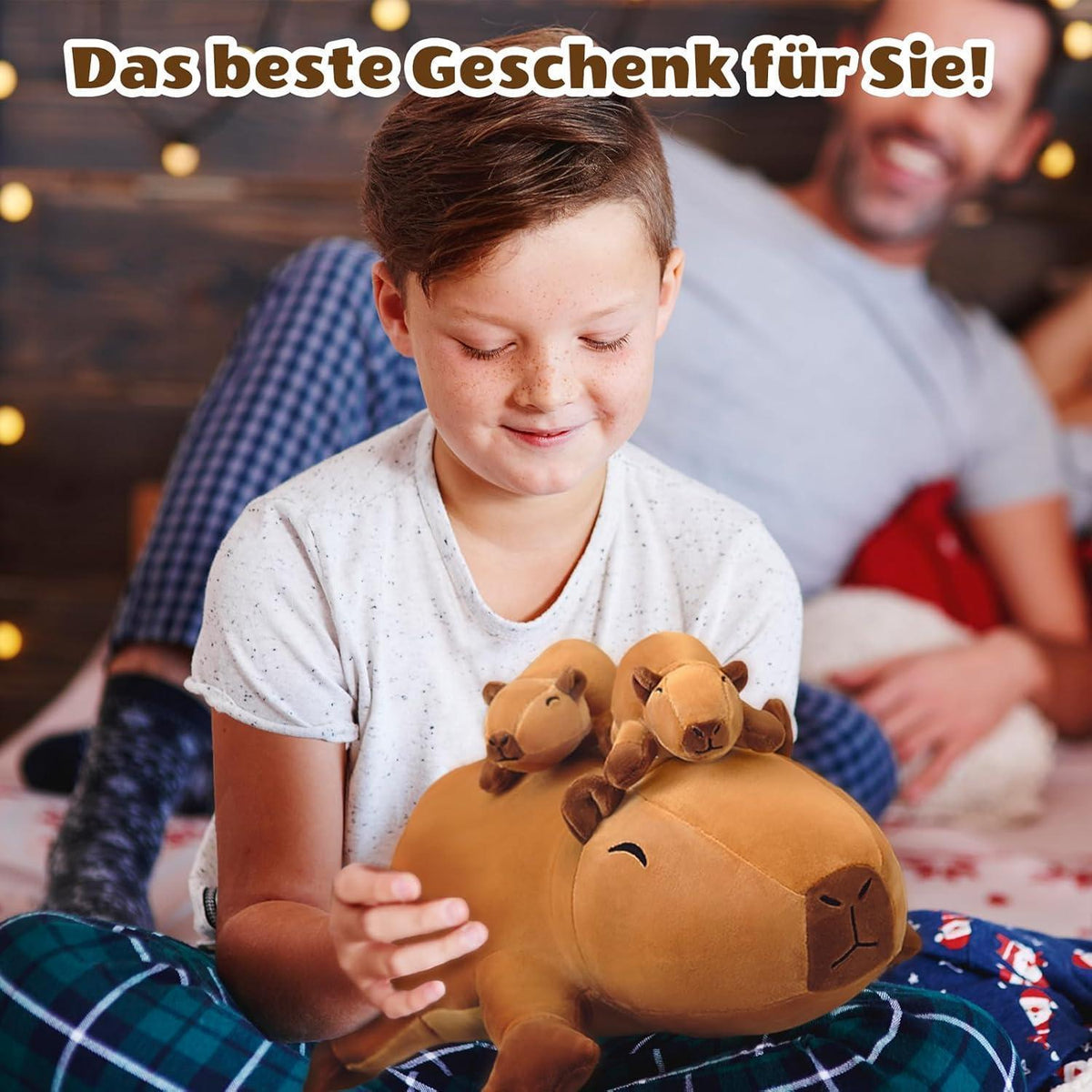 Capybara Plüschtier mit 4 Babys – Kuscheliges Plüschkissen Geschenk