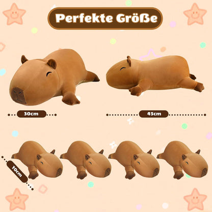 Capybara Plüschtier mit 4 Babys – Kuscheliges Plüschkissen Geschenk