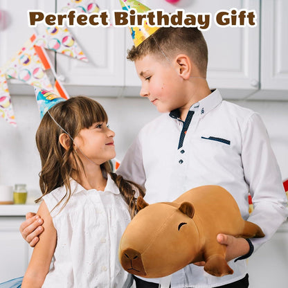 Capybara Plüschtier mit 4 Babys – Kuscheliges Plüschkissen Geschenk