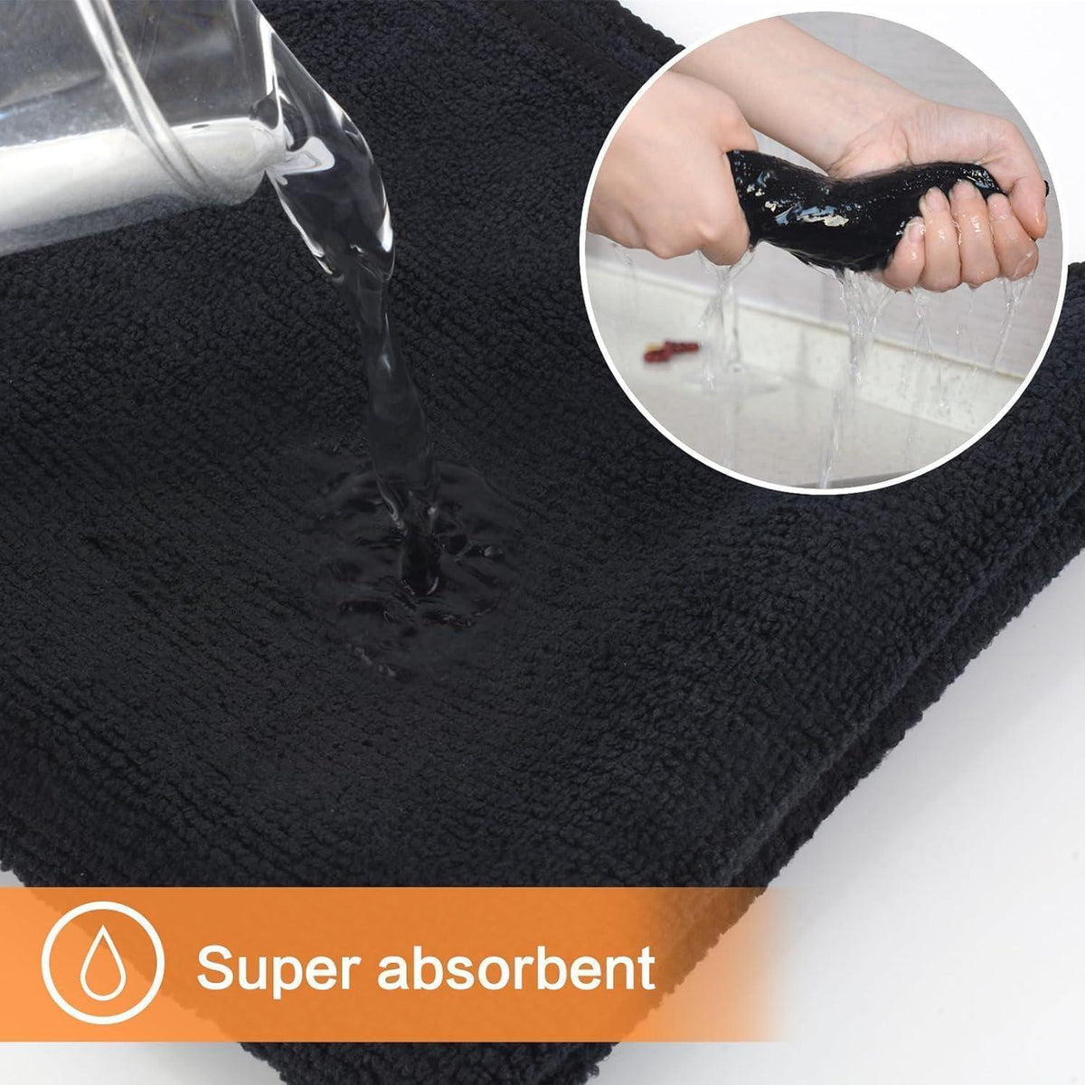 Mikrofasertücher 6er Set – Schwarz, 20x20cm, Putzlappen Küche