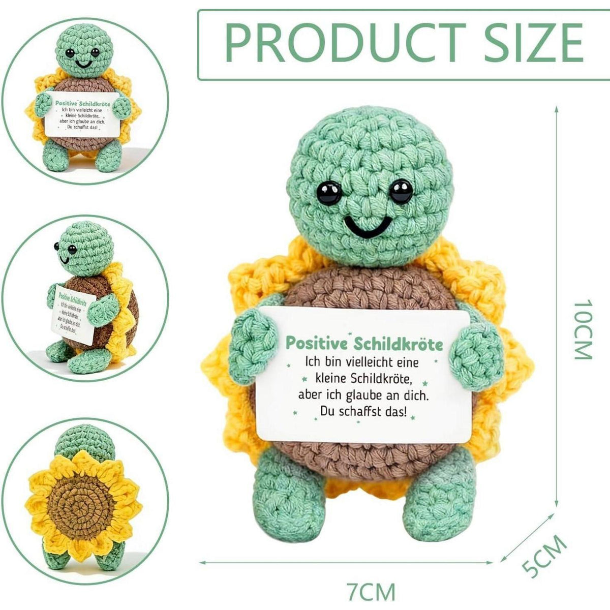 Gehäkelte Sonnenblumenschildkröte – Positiver Glücksbringer
