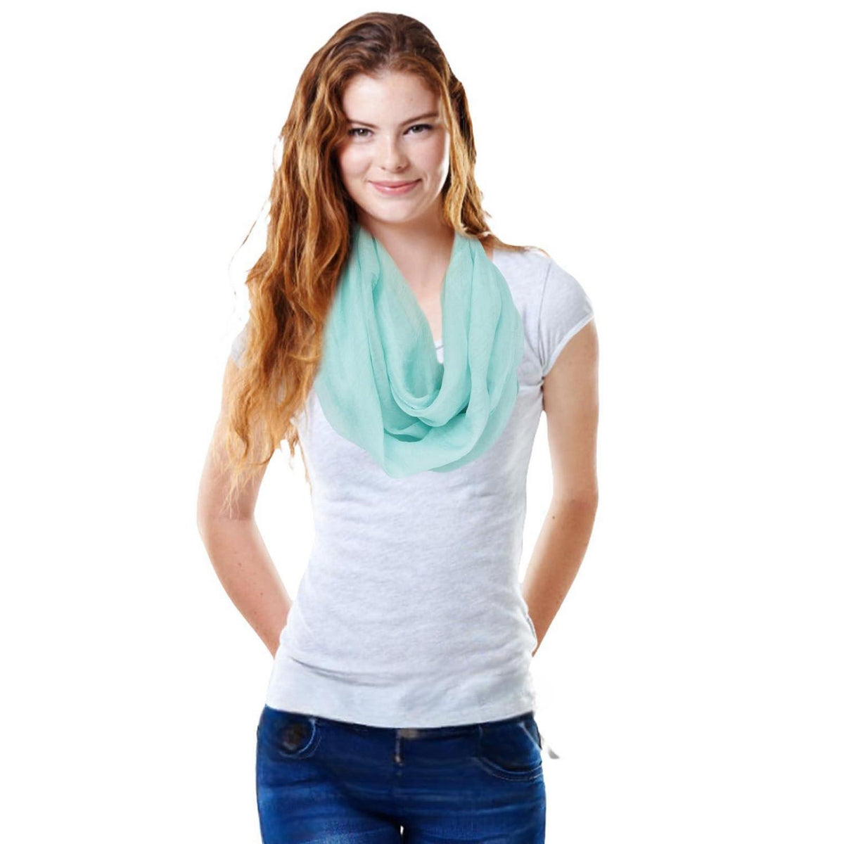 Leichter Chiffon Schal Damen Frühling Seiden-Look Schlauchschal 180x90cm