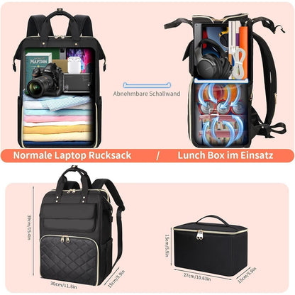 Laptop Rucksack Damen 15,6 Zoll mit Kühltasche & Diebstahlschutz