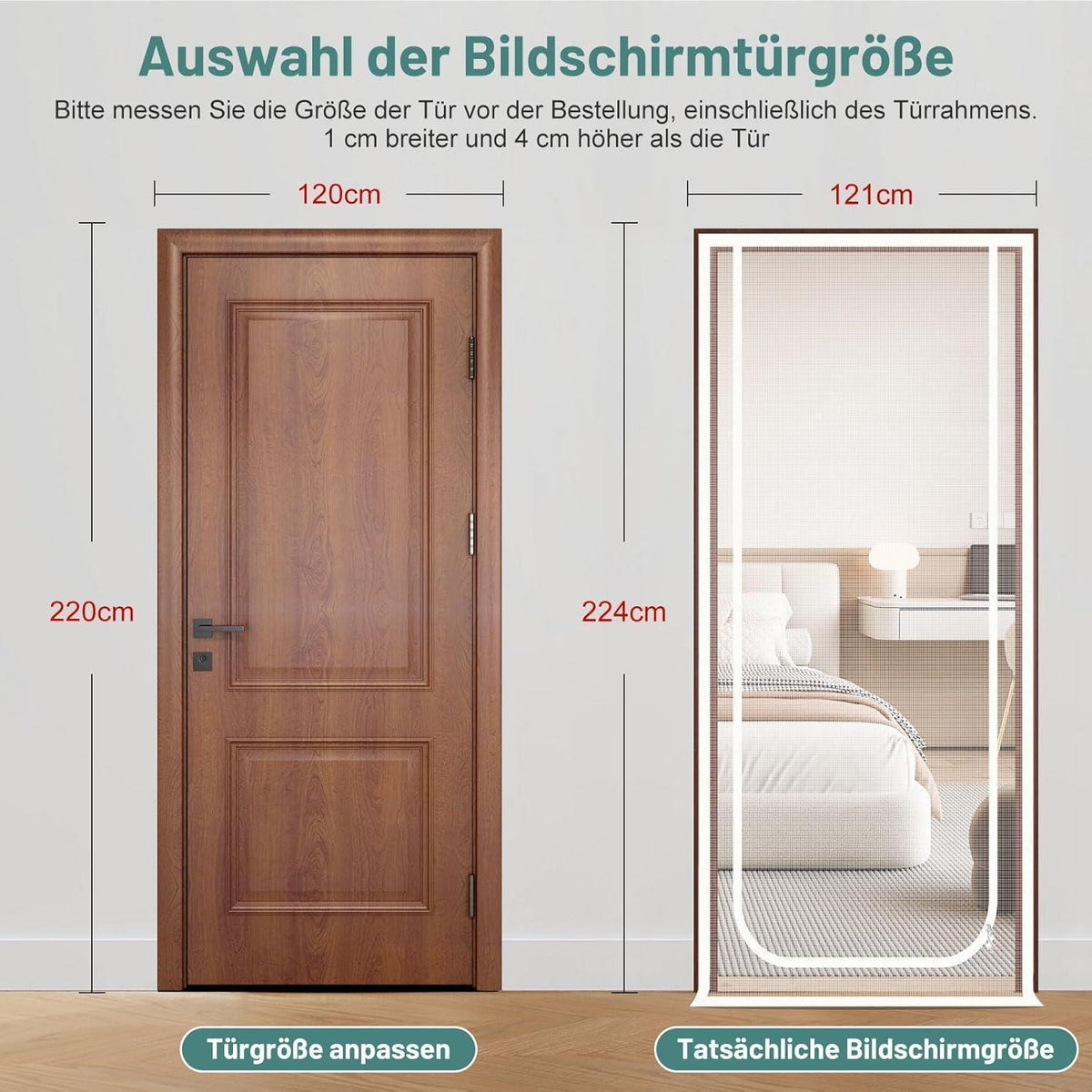 Katzengittertür verstärkt – Reißverschluss & kratzfest (120x220cm)