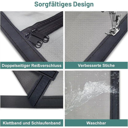 Katzengittertür verstärkt – Reißverschluss & Kratzschutz (120x220cm)