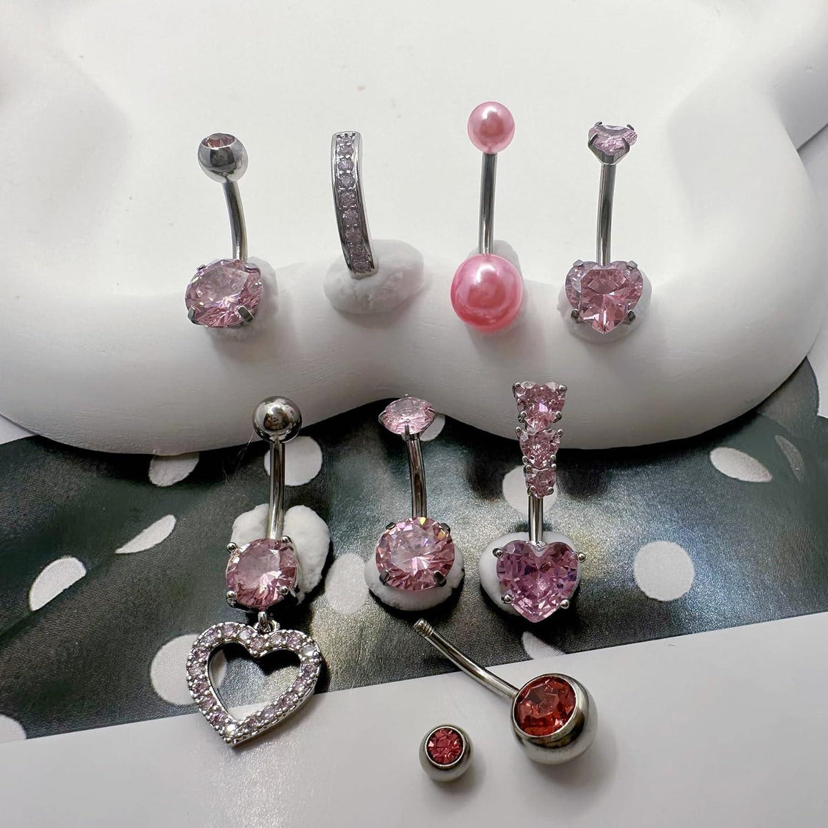 Bauchnabelpiercing Set 14G Chirurgenstahl Frauen CZ Herz Schmetterling