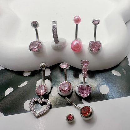 Bauchnabelpiercing Set 14G Chirurgenstahl Frauen CZ Herz Schmetterling