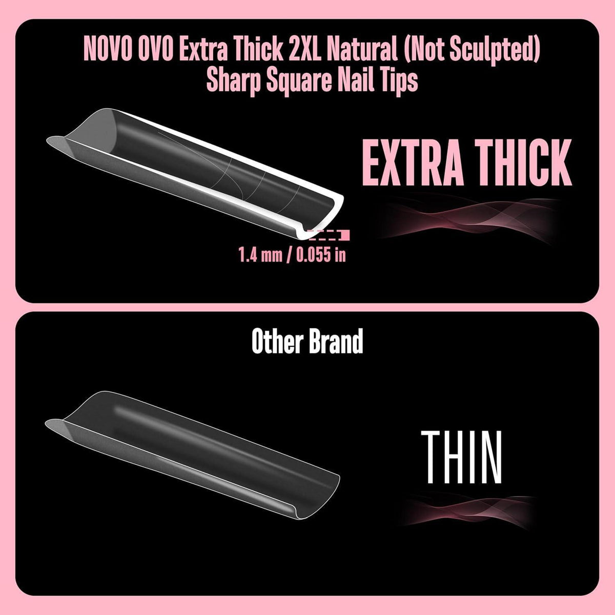 XXL Natürliche Quadratische Nagelspitzen – Extra Dick & 15 Größen