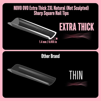 XXL Natürliche Quadratische Nagelspitzen – Extra Dick & 15 Größen