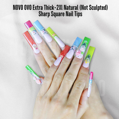 XXL Natürliche Quadratische Nagelspitzen – Extra Dick & 15 Größen
