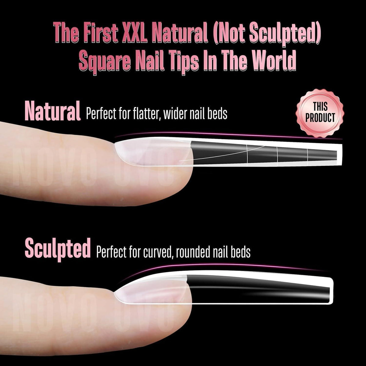 XXL Natürliche Quadratische Nagelspitzen – Extra Dick & 15 Größen