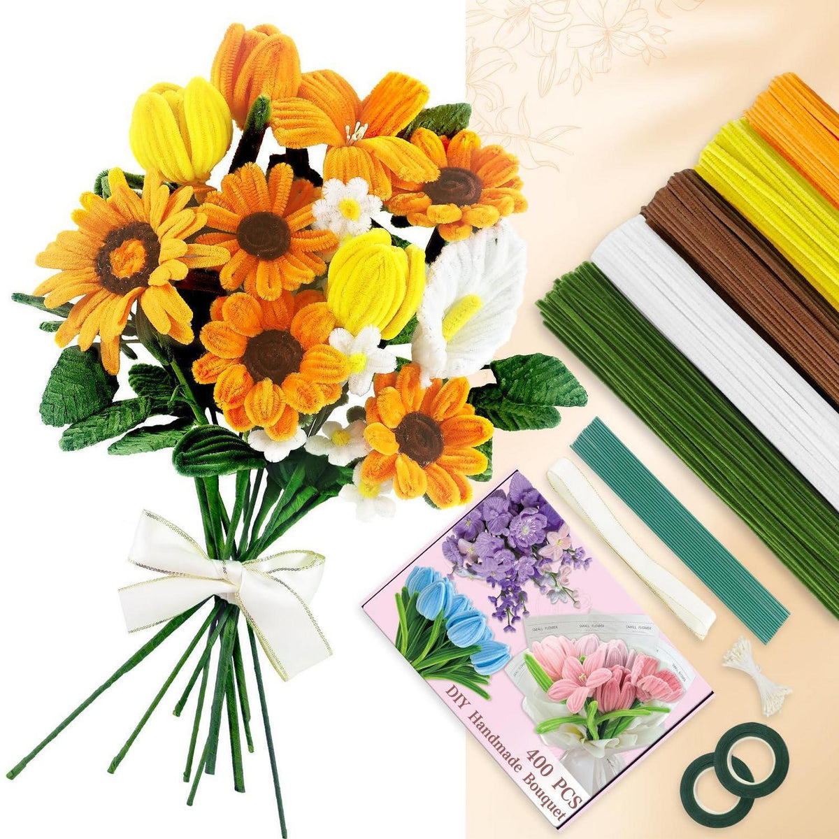 Sonnenblumen Pfeifenreiniger Set – 400 Stück zum Basteln & Dekorieren