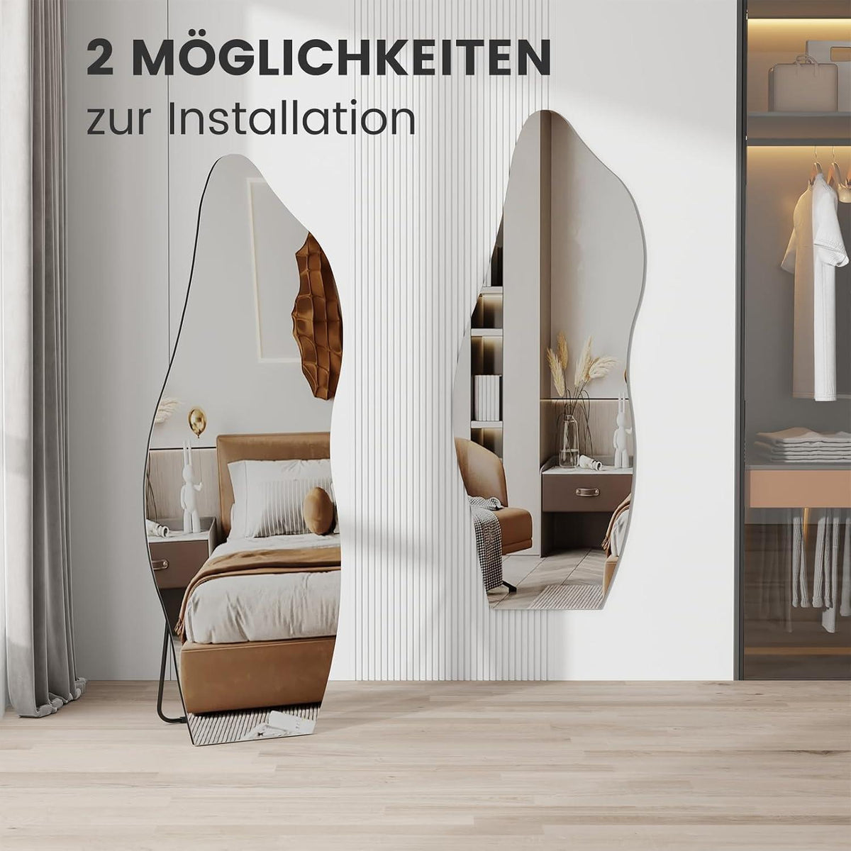 Asymmetrischer Standspiegel 160x60cm – Rahmenloser Wandspiegel Modern