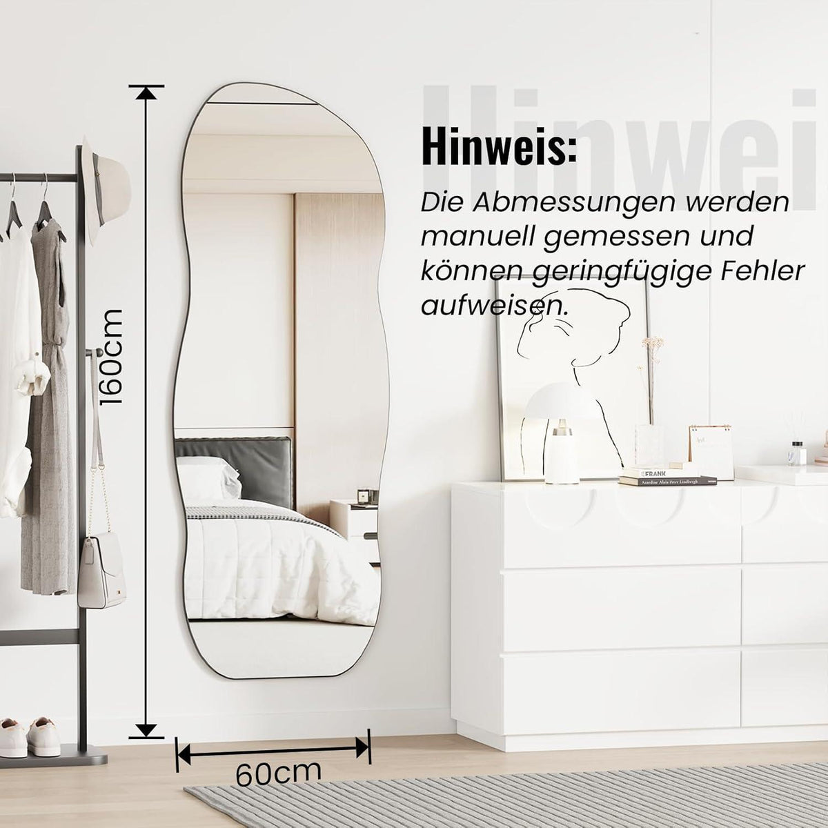 Asymmetrischer Wandspiegel Wellen-Design 160x60cm
