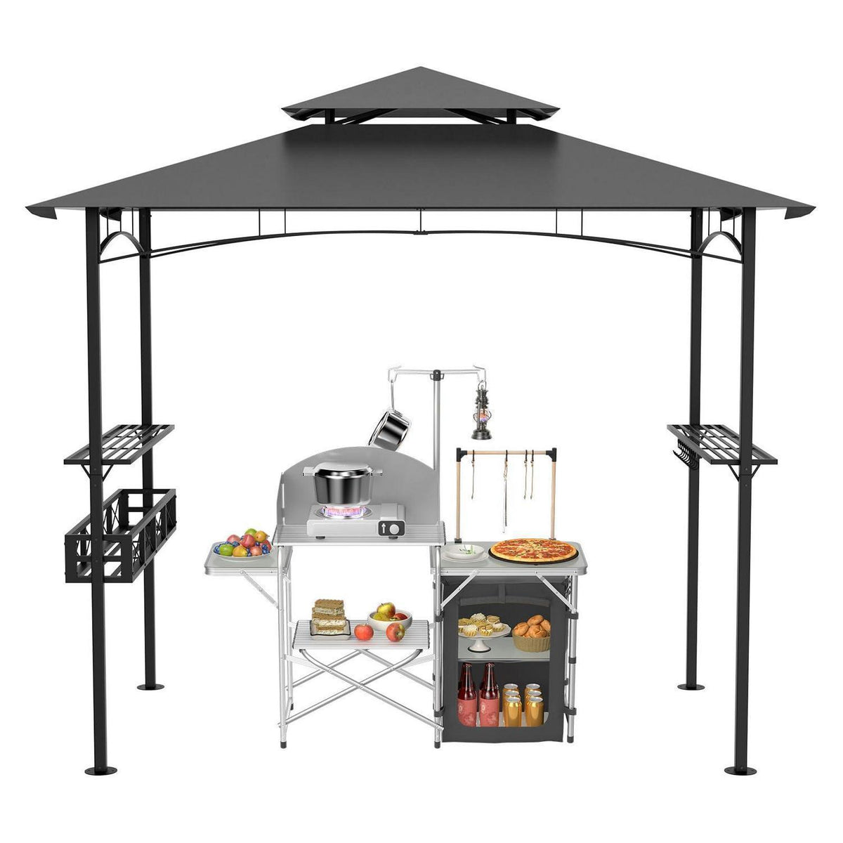 Grillpavillon Outdoor 245x153cm mit Rauchabzug & Stauraum