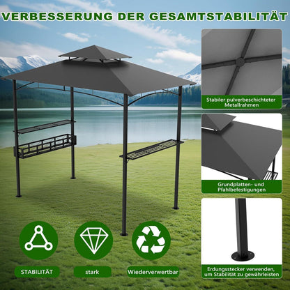 Grillpavillon Outdoor 245x153cm mit Rauchabzug & Stauraum