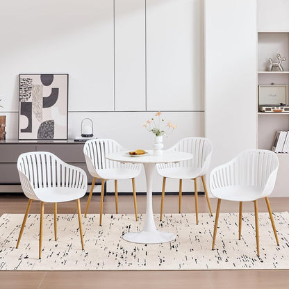 Esszimmerstuhl Set 8er – Weiß, mit Armlehnen & Durchbruch