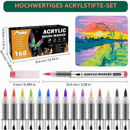 Acrylstifte Set 168 Farben – Brush Tip für Basteln & Malen