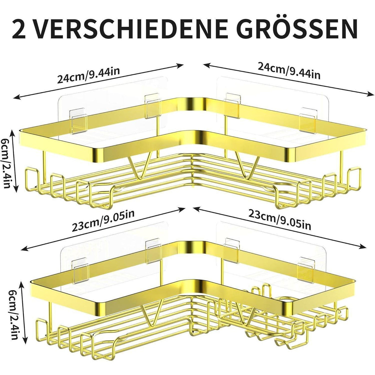 Duschablage Gold Eckregal ohne Bohren 2 Stück Edelstahl
