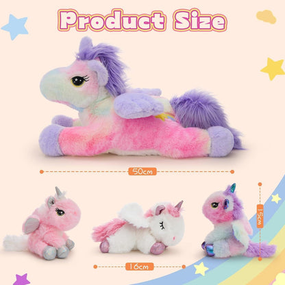 XXL Einhorn Kuscheltier 50cm mit Babys – Leuchtet im Dunkeln