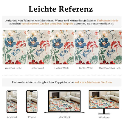 Wohnzimmerteppich 240x300cm Beige – Waschbarer Rechteck Teppich