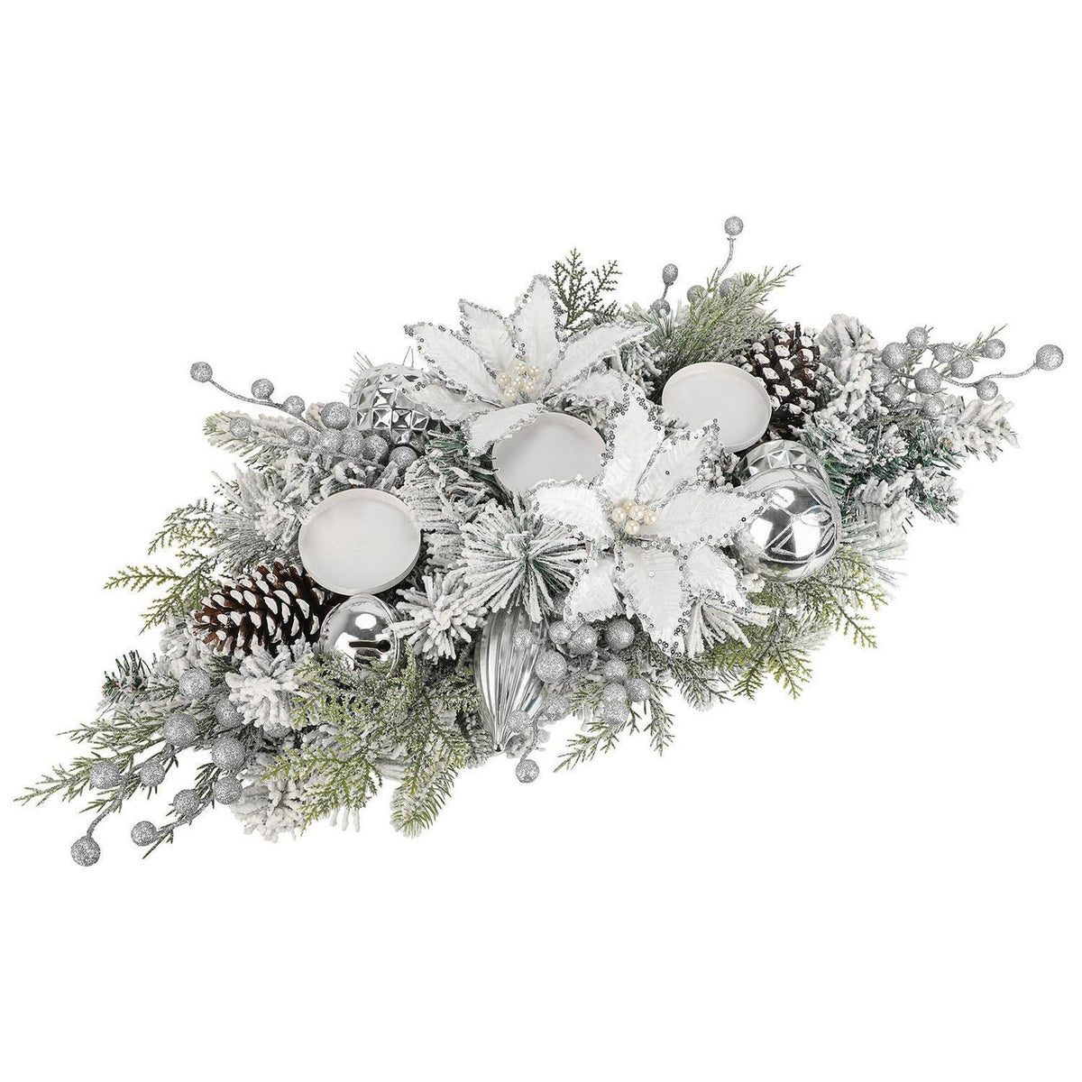 Weihnachts Tropfengirlande Silber-Weiß – Festliche Deko für Tür & Kamin
