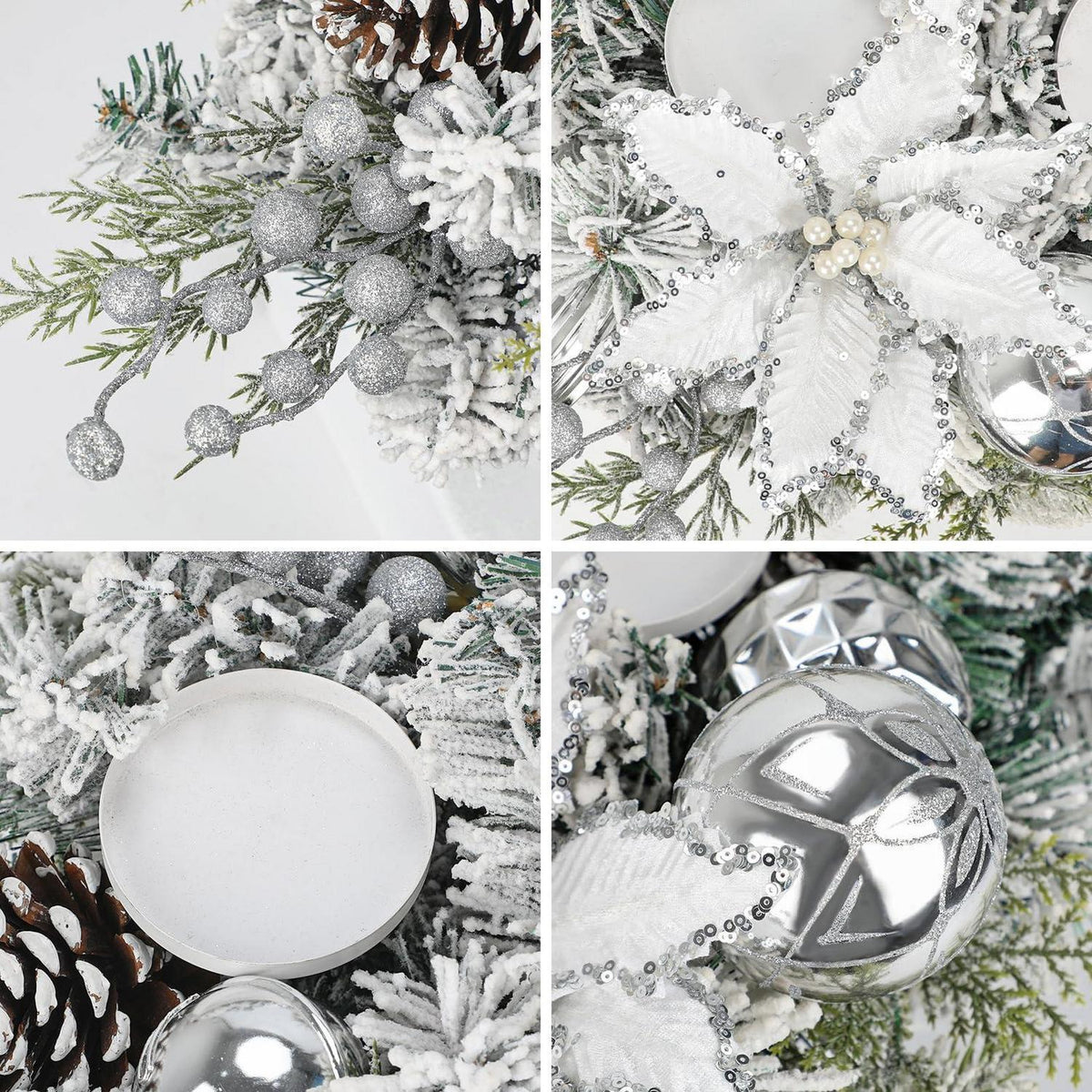 Weihnachts Tropfengirlande Silber-Weiß – Festliche Deko für Tür & Kamin