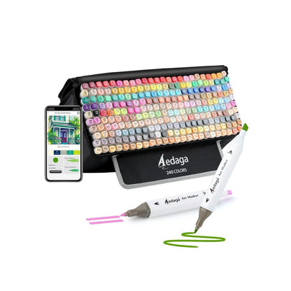 240er Alkohol Marker Set mit App & Ständer-Etui