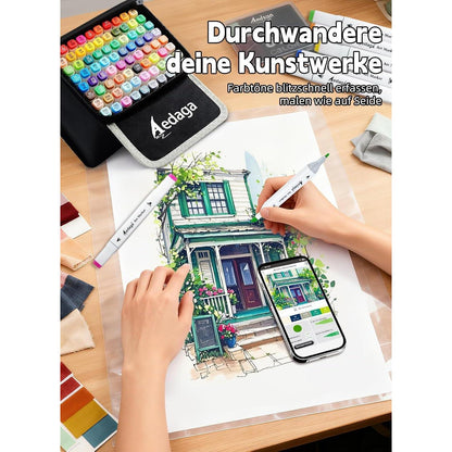 240er Alkohol Marker Set mit App & Ständer-Etui