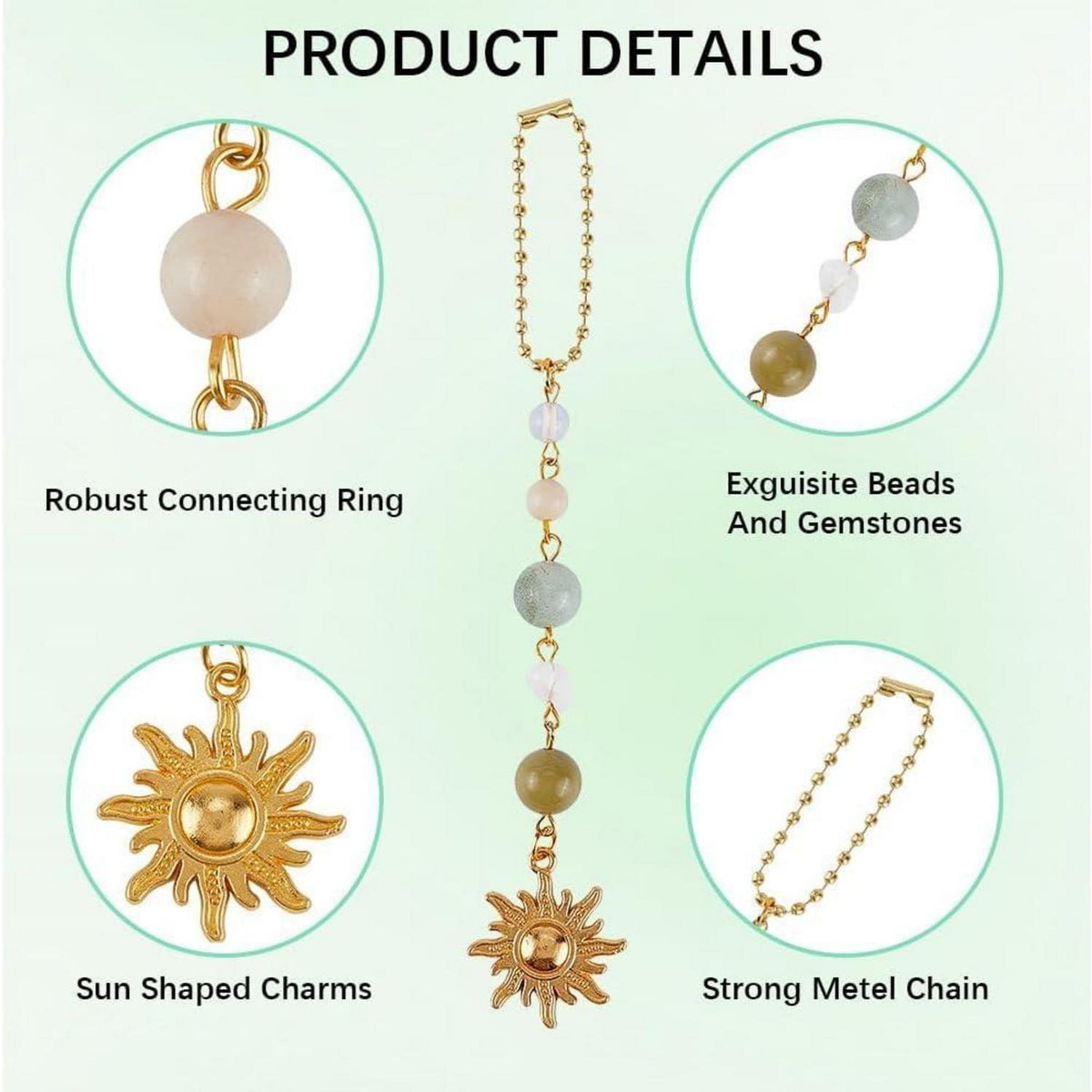 Sonnenanhänger Auto Boho Deko – Edelsteinperlen Rückspiegel Ornamente