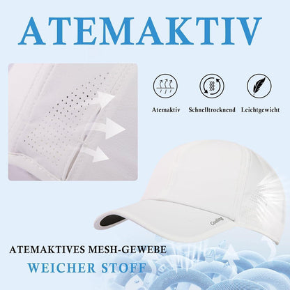 Atmungsaktive Baseball Cap mit Sonnenbrillenhalter & UV-Schutz Weiß XL